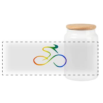 Rennrad Regenbogen - Panorama Keksdose mit Holzdeckel - Weiß - Vorne