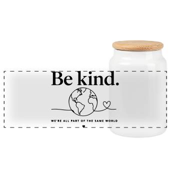 Be Kind Globe Design - Nous sommes tous un seul monde - Boîte à biscuits avec couvercle en bois - blanc - Devant