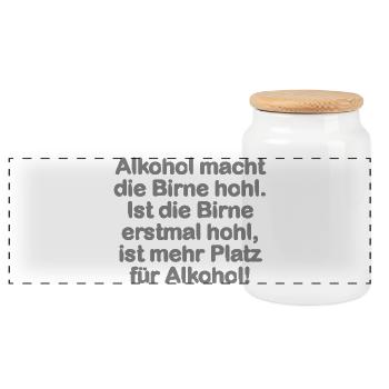 Alkohol macht die Birne hohl - Panorama Keksdose mit Holzdeckel - Weiß - Vorne