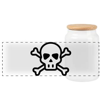 tête de mort pirate - Boîte à biscuits avec couvercle en bois - blanc - Devant