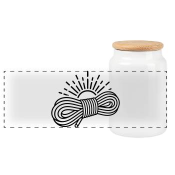 Motif du soleil à la corde d’escalade - Boîte à biscuits avec couvercle en bois - blanc - Devant