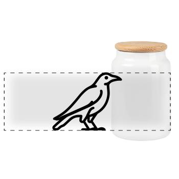crow - Panoramic Cookie Jar with Wooden Lid - white - Front
