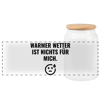 Warmes Wetter ist nichts für mich - Panorama Keksdose mit Holzdeckel - Weiß - Vorne