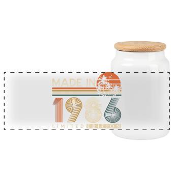 Jahrgang 1986 Vintage Geburtstag Geschenk Retro - Panorama Keksdose mit Holzdeckel - Weiß - Vorne