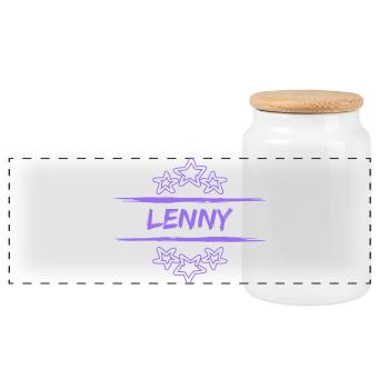 Geburtsname Lenny - Panorama Keksdose mit Holzdeckel - Weiß - Vorne