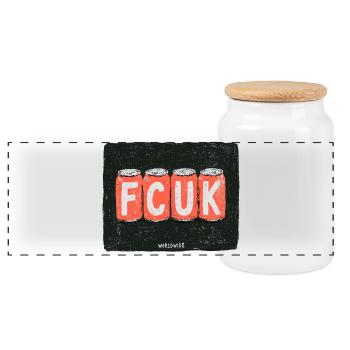 FCUK Cans dans le monde - Boîte à biscuits avec couvercle en bois - blanc - Devant