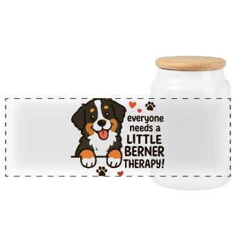 Chien de montagne bernois Petit Berner Humour de chien de thérapie - Boîte à biscuits avec couvercle en bois - blanc - Devant
