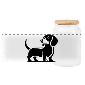 Teckel - Boîte à biscuits avec couvercle en bois - blanc - Devant