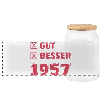 1957 - Panorama Keksdose mit Holzdeckel - Weiß - Vorne