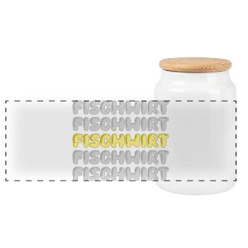 Fischwirt als Beruf - Panorama Keksdose mit Holzdeckel - Weiß - Vorne
