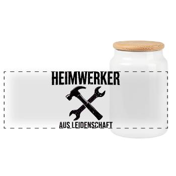 Heimwerker aus Leidenschaft - Geschenk  - Panorama Keksdose mit Holzdeckel - Weiß - Vorne