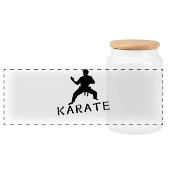 karaté - Boîte à biscuits avec couvercle en bois - blanc - Devant