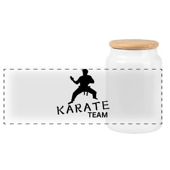 Équipe de karaté - Boîte à biscuits avec couvercle en bois - blanc - Devant