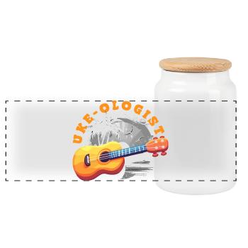 Funny Ukulele Designs and Sayings - Panoramic Cookie Jar with Wooden Lid - white - Front