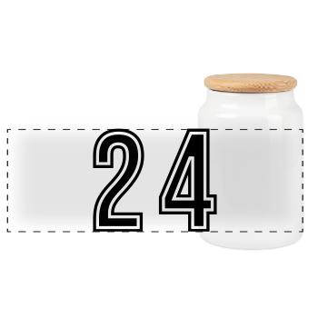 24 Symbole numérique - Boîte à biscuits avec couvercle en bois - blanc - Devant