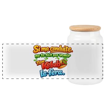 Conduite et kebab: humour explosif pilote malade - Boîte à biscuits avec couvercle en bois - blanc - Devant