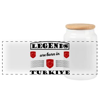 Roter Schild Türkei - Panorama Keksdose mit Holzdeckel - Weiß - Vorne