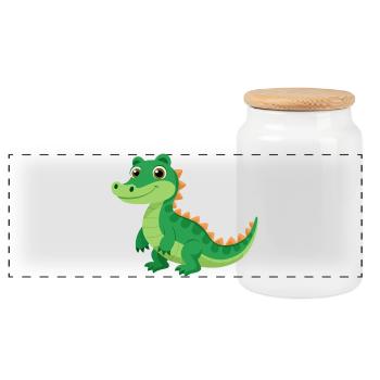 Baby alligator - Panoramic Cookie Jar with Wooden Lid - white - Front