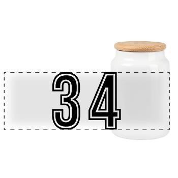 34 Symbole numérique - Boîte à biscuits avec couvercle en bois - blanc - Devant
