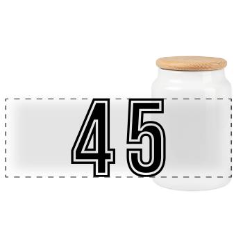 45 Number symbol - Panoramic Cookie Jar with Wooden Lid - white - Front