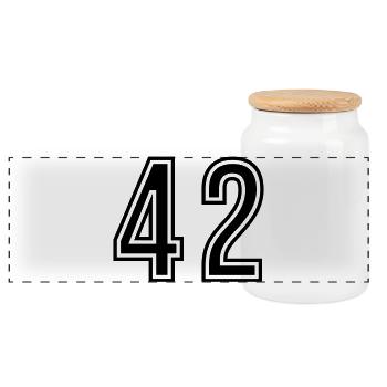 42 Symbole numérique - Boîte à biscuits avec couvercle en bois - blanc - Devant