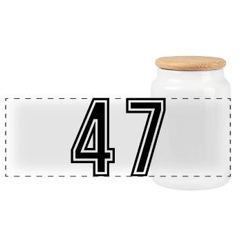 47 Symbole numérique - Boîte à biscuits avec couvercle en bois - blanc - Devant