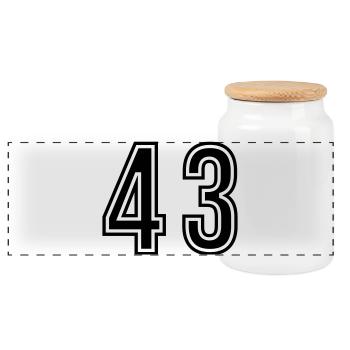 43 Number symbol - Panoramic Cookie Jar with Wooden Lid - white - Front