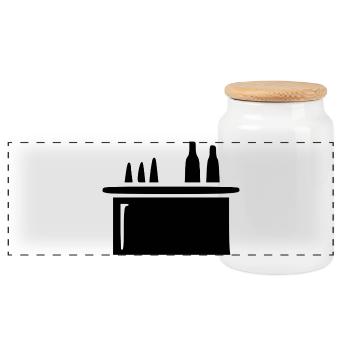 Bar Counter Cocktail Bar Gastronomy Gift Barkee - Panoramic Cookie Jar with Wooden Lid - white - Front