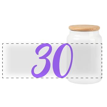 Number 30 in Lavender Calligraphy - Panoramic Cookie Jar with Wooden Lid - white - Front
