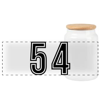 54 Number Symbol - Panoramic Cookie Jar with Wooden Lid - white - Front