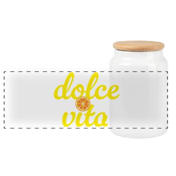 Dolce Vita Orange Sommer Fun Party Italien Zitrus - Panorama Keksdose mit Holzdeckel - Weiß - Vorne