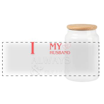 Ich liebe das romantische Geschenk meines Mannes - Panorama Keksdose mit Holzdeckel - Weiß - Vorne