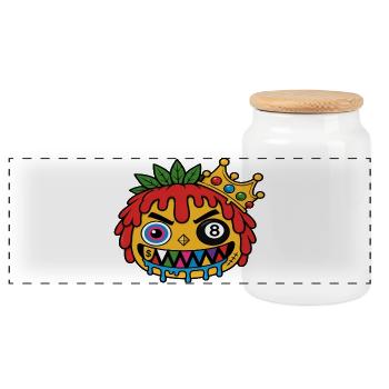 Slime King Drip - Streetwear Hip Hop Mascot - Panorama Keksdose mit Holzdeckel - Weiß - Vorne