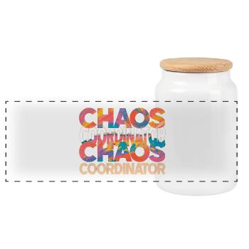 Chaos Koordinator Bunt Lustiger Spruch - Panorama Keksdose mit Holzdeckel - Weiß - Vorne