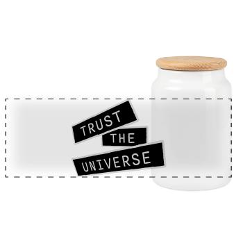 Trust The Universe Spirituell Universum Zitat Logo - Panorama Keksdose mit Holzdeckel - Weiß - Vorne