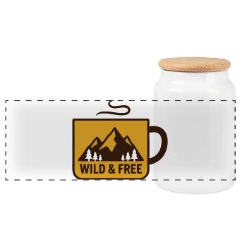 Heisse Tasse Berge Abzeichen - Panorama Keksdose mit Holzdeckel - Weiß - Vorne
