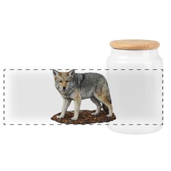 Garde du Loup sur les Rochers - Boîte à biscuits avec couvercle en bois - blanc - Devant