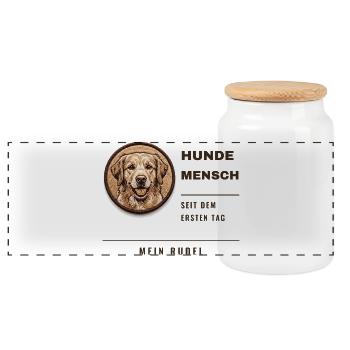 Hundemensch Seit Dem Ersten Tag Hund Geschenk - Panorama Keksdose mit Holzdeckel - Weiß - Vorne