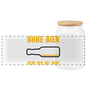 Ohne Bier Geht Nix Bei Mir! (Bierchen / NEG 3C) - Panorama Keksdose mit Holzdeckel - Weiß - Vorne