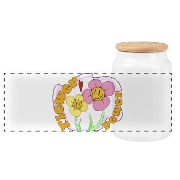 Flower Power  - Panorama Keksdose mit Holzdeckel - Weiß - Vorne