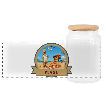 Kek & Ina à la plage - gag de la vie - Boîte à biscuits avec couvercle en bois - blanc - Devant