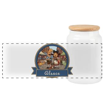 Kek & Ina en Alsace - Boîte à biscuits avec couvercle en bois - blanc - Devant