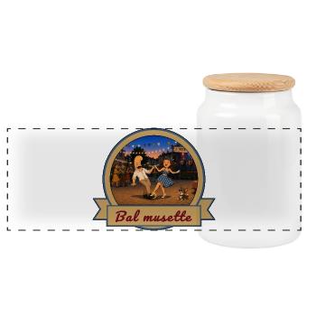 Kek & Ina au Bal-Musette - gag de la vie - Boîte à biscuits avec couvercle en bois - blanc - Devant