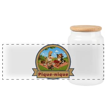 Pique-nique de Kek & Ina  - gag de la vie - Boîte à biscuits avec couvercle en bois - blanc - Devant
