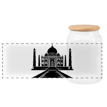 Taj Mahal - Panorama Keksdose mit Holzdeckel - Weiß - Vorne