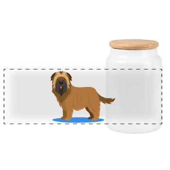 Wuscheliger Briard (Comic) - Panorama Keksdose mit Holzdeckel - Weiß - Vorne
