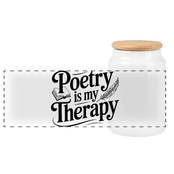Poesie ist meine Therapie - Panorama Keksdose mit Holzdeckel - Weiß - Vorne