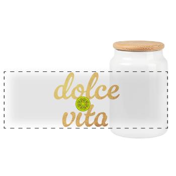 Dolce Vita Limette Gold Zitrone Italien Deko Quote - Panorama Keksdose mit Holzdeckel - Weiß - Vorne