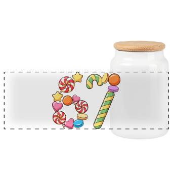 67 Candy Confetti Pop Art - Panoramic Cookie Jar with Wooden Lid - white - Front