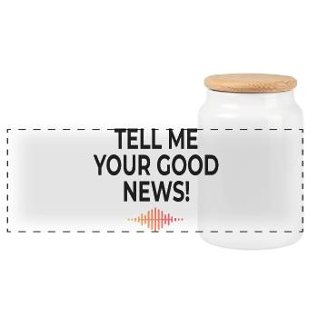 Tell Me Your Good News Minimal - Panoramic Cookie Jar with Wooden Lid - white - Front